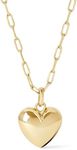 Ana Luisa Puffed Heart Necklace - Lev | 14K Gold Plated Heart Chain + Charm | Hypoallergenic, Water-Resistant & Tarnish-Free Necklace | Gold Chain Pendant Necklace | Adjustable Chain Length