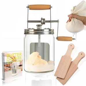 Dazey Butter Churn- Cheese Cloth and Beech Wood BUTTER PADDLES INCLUDED- Hand Crank Butter Churner- Manual Butter Maker- Create Delicious Homemade Butter With Your Own Hand Crank Dazey Butter Churner