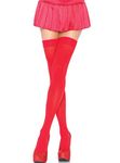 Leg Avenue Women's Opaque Nylon Thigh High Stockings, Red, One Size