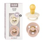 BIBS Pacifiers | Natural Rubber Baby Pacifier | Set of 2 BPA-Free Soothers | Made in Denmark | Ivory/Blush | Size 18-36 Months