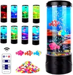 Toycol Bubble Fish Lamp Ocean Sensory,8 Color Changing LED Fish Night Light,Mini Fish Aquarium Tank Table Mood Lamps for Adults Kids Home Office Decor Gifts (Bubble Fish lamp