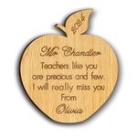 Personalised Teacher Gifts Thank you Teacher Gifts for Women Men Wooden Fridge Magnet Thank You Gifts for Teacher Tutor Teaching Assistant Pre School Nursery Leaving Graduation (Apple)