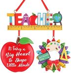 3 Pieces Teacher Christmas Ornament 2022 Resin Crayon Teacher Wreath It Takes a Big Heart to Shape Little Minds Christmas Tree Ornament Decoration Teacher Appreciation Gifts for School