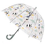 Chesoon Kids Dome Umbrella for Boys and Girls Auto Opened Transparent Bubble Umbrella with Cute Panda Patterns and Easy Grip Handle,Green