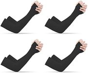 [ 4 Pairs ]Tongke UV Protection Cooling Arm Sleeves, Arm Warmers for Men Women Youth Arm Support for Cycling Baseball Basketball Driving,Arm Compression Sleeves-Black,One Size Fit Most