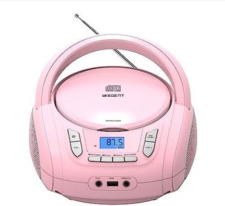 Portable CD Player Boombox with Bluetooth,FM Radio,USB MP3 Playback,AUX-in,Headphone Jack,CD-R/RW and MP3 CDs Compatible,Small CD Player for Home or Outdoor