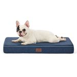 Bedsure Orthopedic Dog Bed Medium - Medium Memory Foam Waterproof Dog Bed Joint Relief with Removable Washable Cover, Plush Flannel Fleece Top with Nonskid Bottom, Navy, 29x18x3 Inches