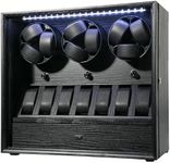ORYX 9 Watch Winder for Automatic Watches, Rotating Watch Box 5 Rotation Modes Display Case with Extra Watches Holders and Jewelry Storage, Lockable Winders White Light USB/AC Powered Mabuchi Motor