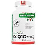PlantVital Coenzyme Q10 - Made in Canada - 400mg (2 capsule per day) - CoQ10 Supplement - Support Cardiovascular Health with High-Potency Formula - Helps Reduce Migraine Frequency - 270 Capsules