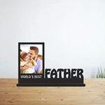 GIFT JAIPUR Father Name Wording 1 Photo Wooden Photo Tabel top Frame 11 X 9 inch - DIY Birthday fathers day love retirement gift for father dad papa