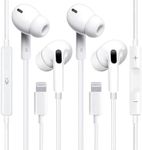 2 Pack Apple Earbuds for iPhone Headphones Wired/Lightning Earphone [MFi Certified](Microphone & Volume Control) Noise Isolating Headphones for iPhone 14/13/SE/12/8/7 All iOS Systems