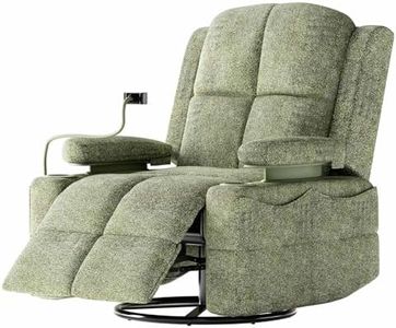 MAMAZING Rocking Chair Nursery with Adjustable Armrests, Electric Glider Recliner Nursery Chair for Breastfeeding, Power Swivel Recliner Chair with USB Port and Storage, FSC Certified (Moss, Fabric)