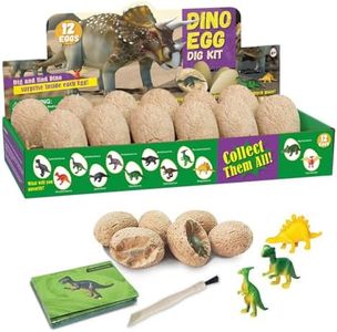 12 Pack Dino Eggs Dig Kit,Dig Up Dinosaur Fossil Eggs, Break Open 12 Unique Eggs and Discover 12 Cute Dinosaurs, Easter Digging Toy for 3-12 Year Old Boys Arch,Dinosaur Toys,Dinosaur Toys for Kids