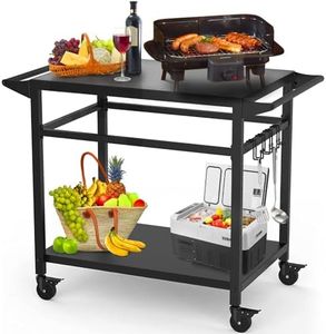 RAXSINYER 20"x32" Double-Shelf Grill Table Movable Grill Cart, Outdoor Food Prep and Pizza Oven Table, Grill Stand Fits Blackstone Griddle 17" 22"