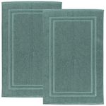 Pack Of 2 Cotton Bath Mats, Hotel Style Cotton Banded, 800 GSM Terry Towelling Bathroom Shower Mat, Soft & Absorbent Floor Towel, Twin Set (Sage Green)