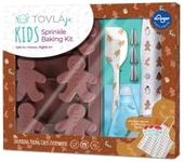 Tovla Jr Holiday Gingerbread Baking Set for Kids - Includes Apron, Spatula, Decorating Piping Tips, Cake Mold, and Recipe Cards- Hours of Fun