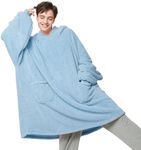 Bedsure Wearable Blanket Hoodie Women - Fluffy Fleece Hoodie Blanket for Adults Men, Warm Hooded Blanket as Gifts for Her, Light Blue, XL