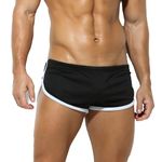 TADUANO Men's Athletic Short Split Side Booty Short Bottoms for Running Gym Workout with Pouch, Black, Small