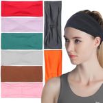 Multicolor Headbands Pack - 08 Elastic, Trendy Boho Headbands for Women, Girls, Exercise & Yoga (Spring)