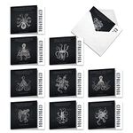 Assorted Boxed of 10 Blank Note Cards 'Octo-Facts' 4 x 5.12 inch with Envelopes - Fun Facts and Images of Octopuses Surrounded by Graphs - Box of Sea Animal Notecards for Any Occasion MQ4957OCB-B1x10