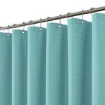 Shower Curtain Fabric 183 x 183 cm, Shower Curtains for Bathroom Waffle Weave Textured with Metal Hooks, Weighted Hem, Grommets, Waterproof Thick Bath Curtain for Shower Stall, Bathtub (Turquoise)