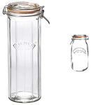 Kilner 2.2 Litre Facetted Glass Clip Top Preservation and Storage Jar & 2 Litre Round Clip Top Jar