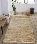 The Home Talk Woven Jute Braided Area Rug Runner- Rustic Vintage Natural Rug for Entryway Living Room Bedroom (3'x5')