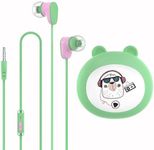 Geekria Kids Wired Earbuds with Mic for School and Online Class, Children's 3.5mm Jack in-Ear Earphone with 85dB Volume Limit for Small Ears, Storage Case Included (Green)