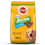 Pedigree Biscrok Biscuits (Above 4 Months) Dog Treats, Chicken Flavour, 500 g, Source of Calcium, Goodness of 15% Protein
