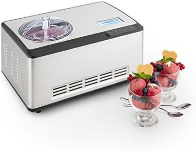 Klarstein Dolce Bacio - Machine à crème glacée, Sorbetière à compresseur, Glaces, sorbets, yaourts, Pack thermique 2L, Ecran tactile LCD, Minuterie, Acier inoxydable, Argent