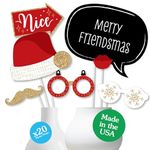 Big Dot of Happiness Red and Gold Friendsmas - Friends Christmas Party Photo Booth Props Kit - 20 Count