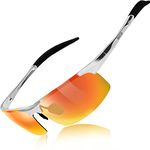 DUCO Driving Sunglasses for Men Ultralight Polarized Sunglasses metal Frame mens Sun Glasses 100% UV400 Protection 8177s（Silver Frame Revo Gold Lens）