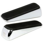 H&S 2 Door Stop Stopper Heavy Duty Stainless Steel Door Wedge - Metal Doorstop Bumper Buffer w/Rubber - Door Wedge Stopper - Metal Door Stop Wedge - Door Stoppers Heavy Duty Door Wedge Metal