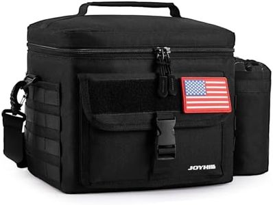 JOYHILL Tactical Lunch Box for Men, Insulated Lunch Bag with Detachable Bottle Pouch Holder, Large Durable Thermal Cooler Bag for Adult, Leakproof Bag for Work, Camping, Picnic, Black,13 L/18 Can