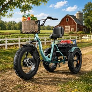 QRONGE Electric Tricycle for Adults 960W Peak, 36V 13.5AH Battery Ebike 50 Miles Range with Large Rear Basket, Electric Trike 20" Fat Tire, Max 25MPH 3 Wheel Folding Electric Trike for Adults(Lava)