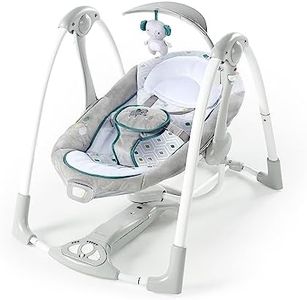 Ingenuity ConvertMe 2-in-1 Compact Portable Automatic Baby Swing & Infant Seat, Battery-Powered Vibrations, Nature Sounds, 0-9 Months 6-20 lbs (Nash)