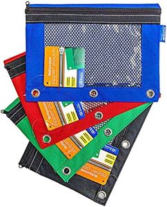 BAZIC Products Pencil Pouch 3 Ring Binder Pouch w/Rivet Enforced Rings Holes, Assorted Color Mesh Window Zipper Pouches, 144-Pack
