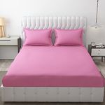 FRESH FROM LOOM Microfiber Wrinkle Resistant | Soft Skin Safe | Breathable King Size Flat Bedsheets | Hotel & Home | Double Bedsheet Set with 2 Pillow Covers (108x108 Inches Pink)