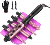 LANDOT 5-in-1 Curling Iron Wand Set: Hair Curler Set with Curling Thermal Brush 1-1/2 inch and 4 Interchangeable Ceramic Curling Wand (0.35”-1.25”) - Instant Heat Up Long Lasting Curls