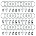 WMYCONGCONG 40 PCS Metal Curtain Rings with Clips, Drapery Clips Hooks 1 Inch Interior Diameter Eyelets Decorative Vintage Rustproof Window Curtain Hangers for Decor Drapes, Bows, Caps etc, White