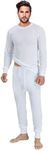 Rocky Thermal Underwear for Men, Long Johns Fleece Lined Set, Shirt & Pants, Base Layer w/Leggings/Bottoms Ski/Extreme Cold, White, Medium