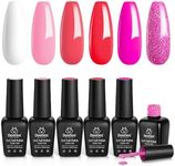 Beetles Gel Nail Polish Set - 6 Colors Pink Rose Red Spring Summer Nail Gel Kit Sweetheart Candies Collection Pink Glitter Valentine's Day Nails for Women Girlfriend Soak Off U V LED Gel Manicure Kit