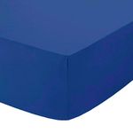 Comfy Nights Extra Deep 40Cm PolyCotton Easy Care Pecale Fitted Sheet Or Pillow Pair, Double - Royal Blue