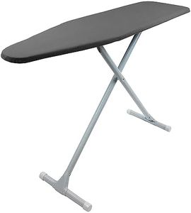 HOMZ T-Leg Clothes Ironing Board, Compact Foldable Standard Size Adjustable Height with Foam Pad & Cotton Cover, Charcoal Gray