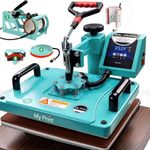 MY PRINT | Heat Press 5 in 1 Digital Multi Functional | DTF PRINTING | Sublimation Printing | Vinyl Printing Machine for T-Shirts [Any Flat Product] with Cap Press, Plate Press, 11Oz Mug Press, with extra Mug Attachment | 12x15 Inch | For Business Supplies [Teflon Attached] (5in1 2026 Model)