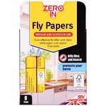 Zero In Fly Papers FSC - 8-Pack FSC Compliant, Sticky Natural Trap Controls Flies, Fungus Gnats, Fruit Flies, Mosquitoes and Bugs, White