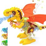 plutofit Take Apart Dinosaur with Smoke Spray Feature Battery Operated Light and Sound Toys for Kids Dino Toy for Toddlers