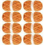 MABOZOO Chunky Yarn for Crocheting 8 Pack,Orange Fluffy Jumbo Chenille Yarn,Soft Plush Yarn Bulky,Giant Thick Fuzzy Yarn for Hand Knitting or Arm Knitting (27 yds,8 oz Each Skein)