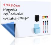 CUHIOY White Board for Wall, Magnetic Self-Adhesive Dry Erase Sticker, Large Whiteboard Paper Without Glued, Organizer for Classroom Office Kitchen Fridge, with Marker Pens, Magnet, Erase, 40X60 cm