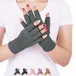 DISUPPO Arthritis Gloves Women Men, Compression Gloves Relieve Pain from Rheumatoid, RSI, Carpal Tunnel, Fingerless Gloves for Computer Typing and Daily work(Grey, L)